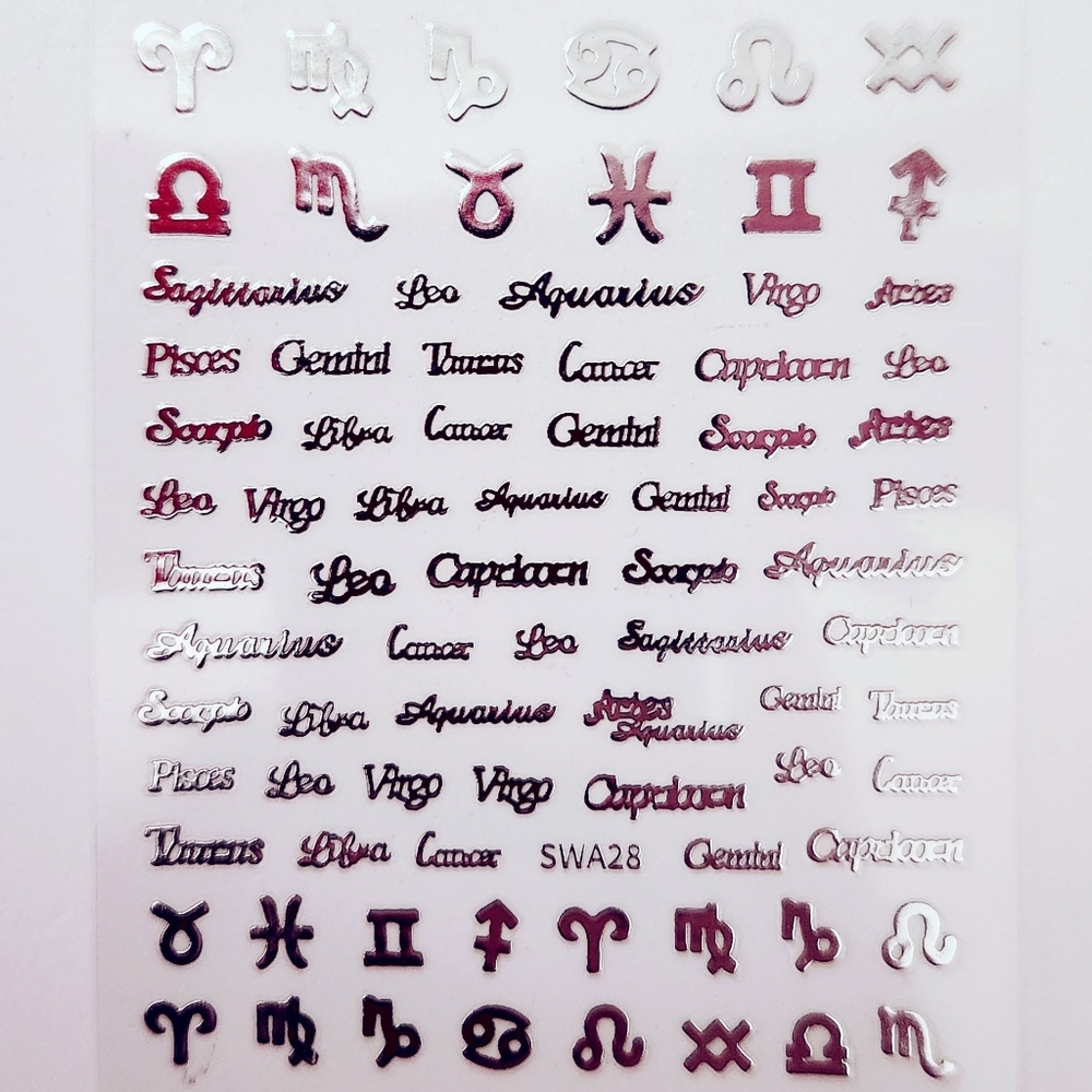 ⭐4/$15 Silver Zodiac Signs Nail Art Stickers